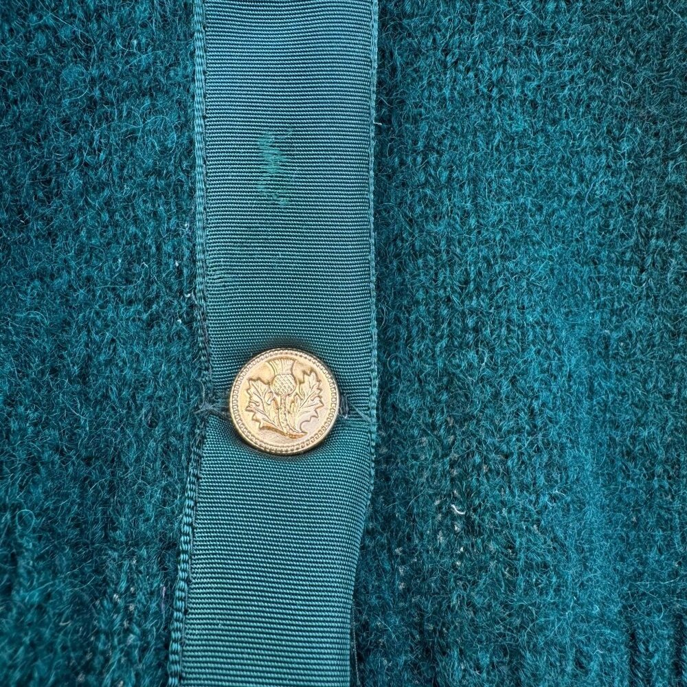 Braemar Vintage Womens Green‎ Wool Knit Shetland Cardigan Sweater Button Defects - Picture 9 of 14